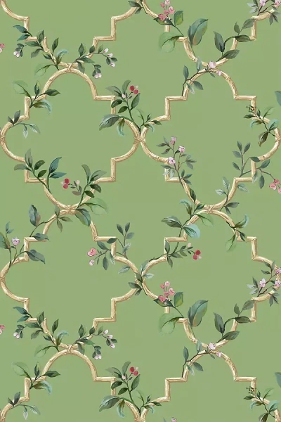 Anthropologie Treillage Garden Botanical Green Wallpaper