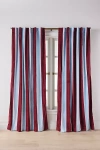 Anthropologie Trova Velvet Pieced Striped Curtain In Red