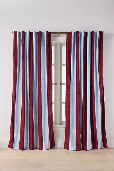 Anthropologie Trova Velvet Pieced Striped Curtain