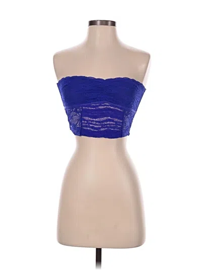 Pre-owned Anthropologie Tube Top Blue Strapless Neckline Tops