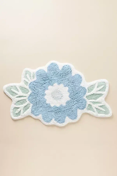 Anthropologie Tufted Bouquet Bath Mat In Blue