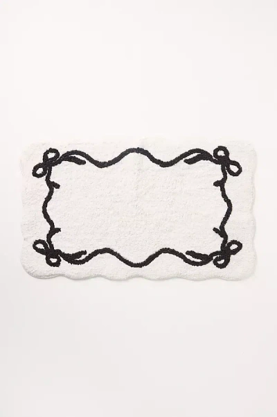 Anthropologie Tufted Bow Bath Mat In Black