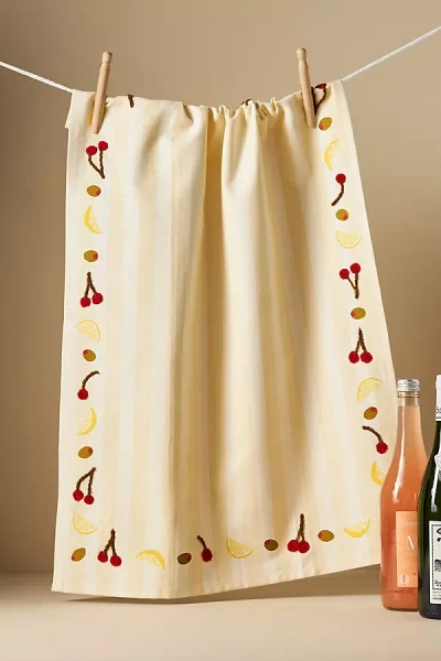 Anthropologie Tufted Garnish Dish Towel In Yellow