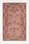 Anthropologie Tufted Hooked Wool Floral Border Rug In Pink
