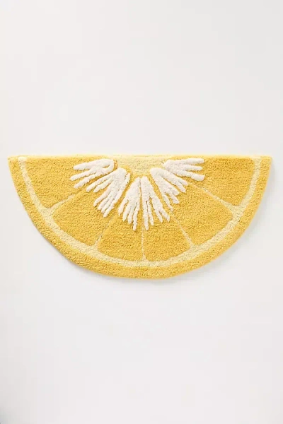 Anthropologie Tufted Icon Cotton Bath Mat In Yellow