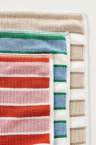 Anthropologie Tufted Sutton Cotton Stripe Bath Mat In Beige