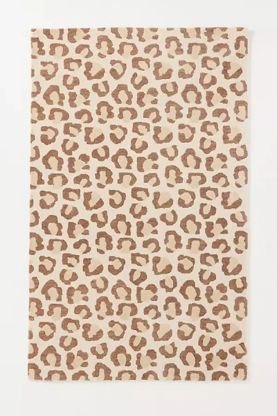Anthropologie Tufted Wool Cheetah Rug In Animal Print