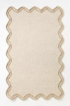 Anthropologie Tufted Wool Scalloped Border Rug In Neutral