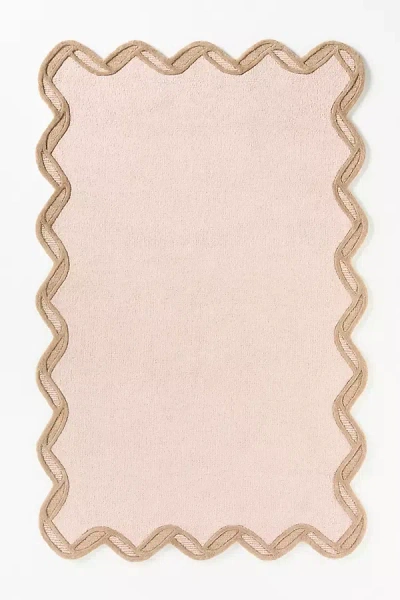 Anthropologie Tufted Wool Scalloped Border Rug