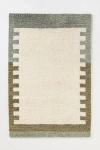 Anthropologie Tufted Wool Shag Colour-blocked Border Rug In Multi