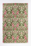 Anthropologie Tufted Wool Strawberry Bird Rug In Green