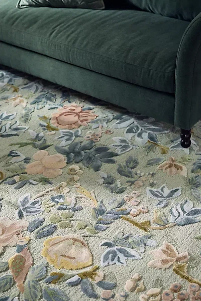 Anthropologie Tufted Wool-viscose Painterly Floral Rug