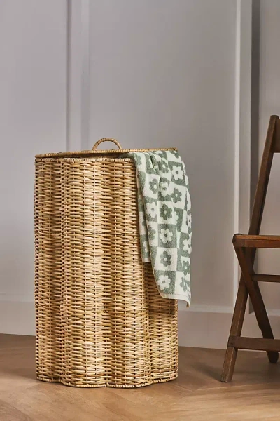 Anthropologie Tulip Scalloped Hamper In Brown