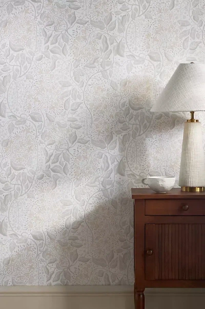 Anthropologie Turi Twining Vines Wallpaper In Gray