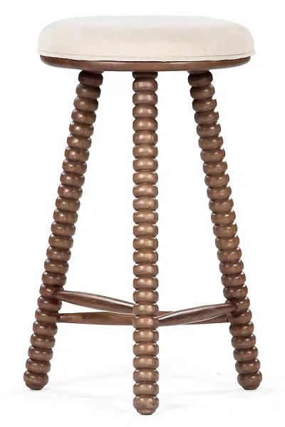 Anthropologie Twist Linen Counter Stool In Brown