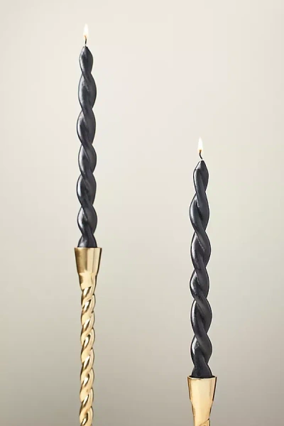 Anthropologie Twisted Taper Candles, Set Of 2 In Black