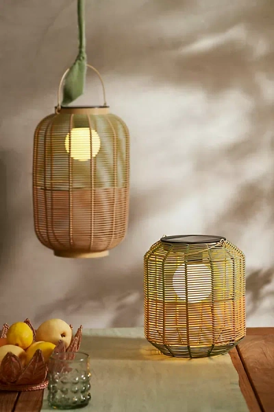 Anthropologie Two-tone Rope Solar Lantern