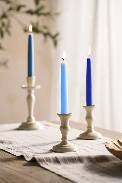 Anthropologie Unscented Taper Candle Set, Mixed Blues