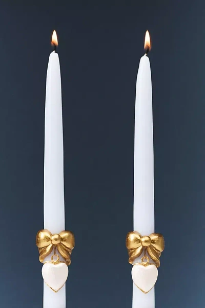 Anthropologie Valentine's Day Bow Charm Tapers, Set Of 2 In Blue
