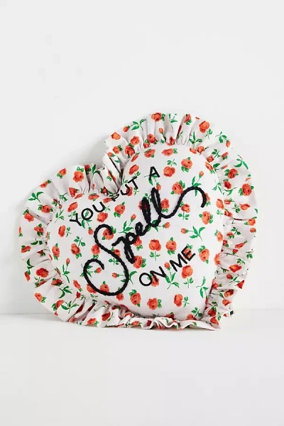 Anthropologie Valentine's Day Cotton Embroidered Heart Pillow