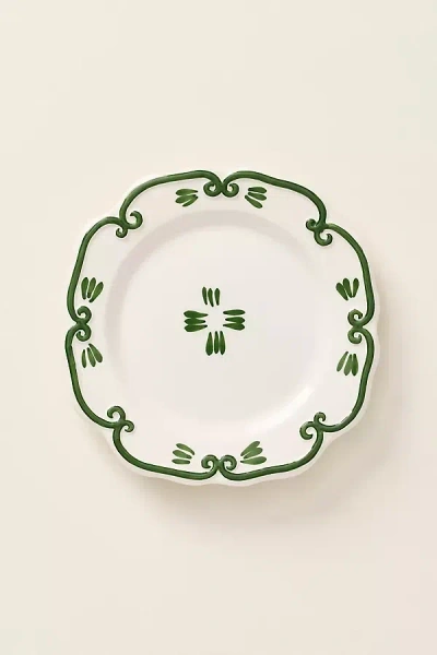 Anthropologie Vanessa Italian Earthenware Dessert Plate, Set Of 4 In Green