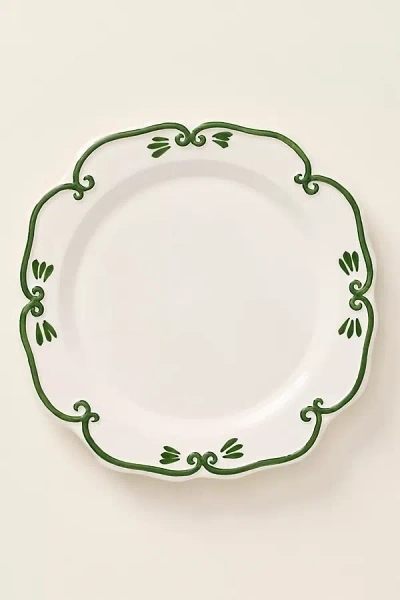 Anthropologie Vanessa Italian Earthenware Dinner Plate, Set Of 4 In Green