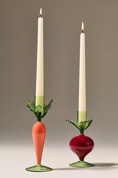 Anthropologie Veggie Glass Candle Holder In Orange