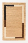 Anthropologie Vela Flatwoven Jute Colourblock-border Rug In Brown