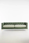 Anthropologie Velvet & Linen Mina Two-cushion Sofa In Green