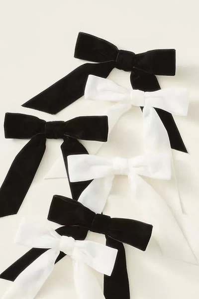 Anthropologie Velvet Bow Clip-on Ornaments, Set Of 6 In Black