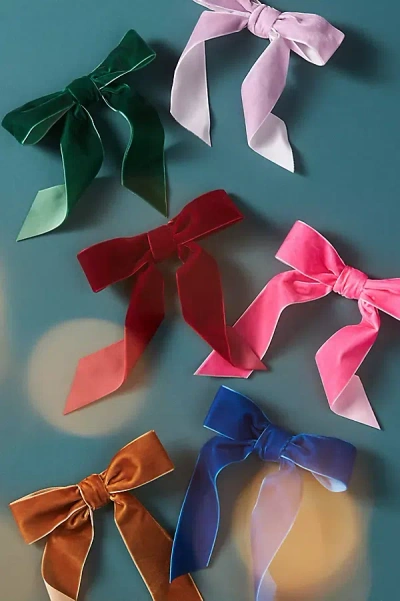 Anthropologie Velvet Bow Clip-on Ornaments, Set Of 6 In Multi