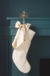 Anthropologie Velvet Bow Stocking In Neutral
