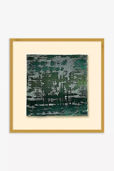 Anthropologie Velvet Brushstroke Shadowbox Wall Art In Green