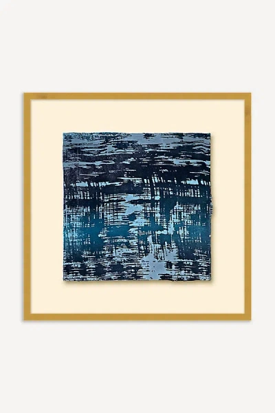 Anthropologie Velvet Brushstroke Shadowbox Wall Art In Blue