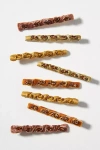 Anthropologie Velvet Crystal Barrettes, Set Of 8 In Brown