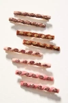 Anthropologie Velvet Crystal Barrettes, Set Of 8 In Red