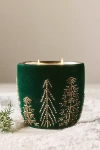 Anthropologie Velvet Forest Woody Juniper & Cedar Glass Candle In Green