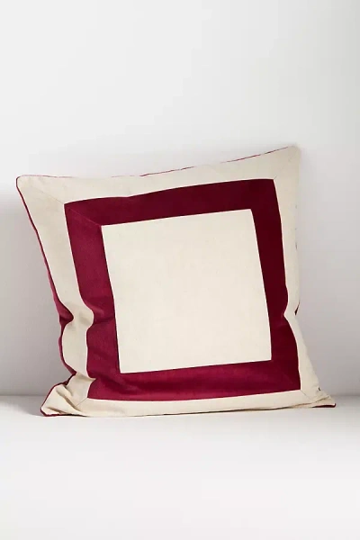 Anthropologie Velvet Frame Pillow In Red