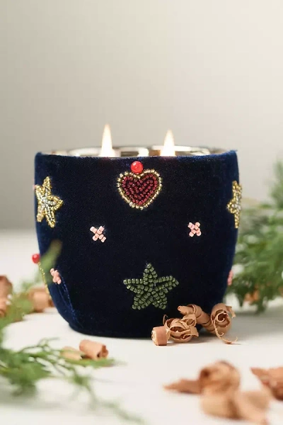 Anthropologie Velvet Icon Woody Fresh Balsam & Cedarwood Glass Candle In Multi