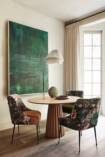 Anthropologie Velvet Lena Elowen Dining Chair In Gray