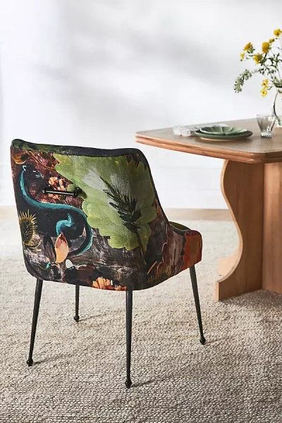 Anthropologie Velvet Lena Elowen Dining Chair In Gray