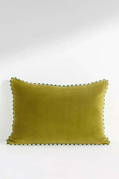 Anthropologie Velvet Milo Pillow In Green