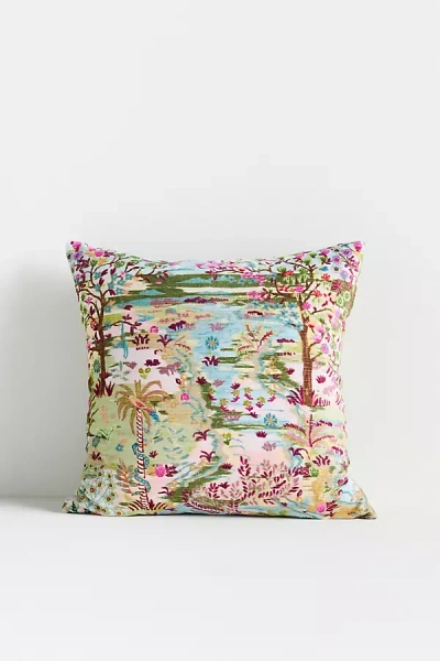 Anthropologie Velvet Printed Pillow In Multi