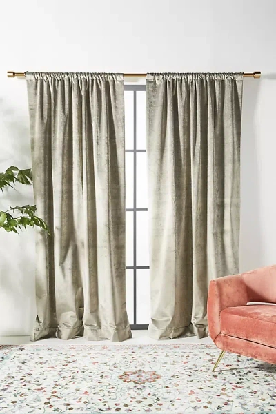 Anthropologie Velvet Slub Blackout Curtain In Neutral