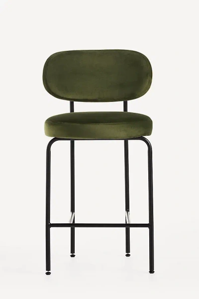 Anthropologie Velvet Tashi Counter Stool In Green