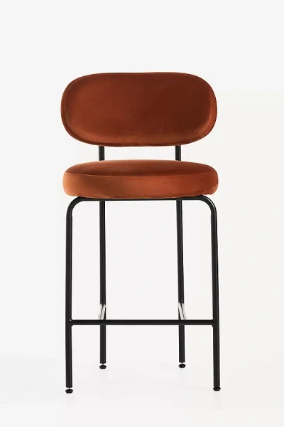 Anthropologie Velvet Tashi Counter Stool In Brown