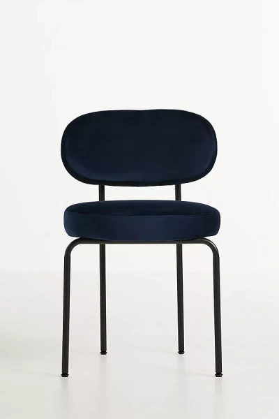 Anthropologie Velvet Tashi Dining Chair In Blue