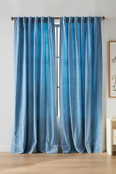 Anthropologie Velvet Trova Curtain In Blue