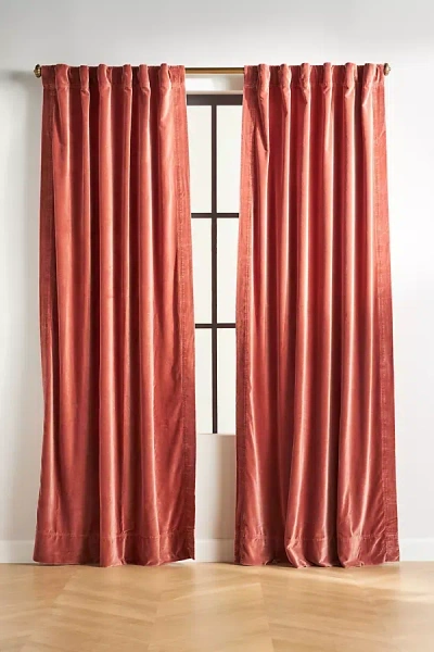 Anthropologie Velvet Trova Curtain In Red