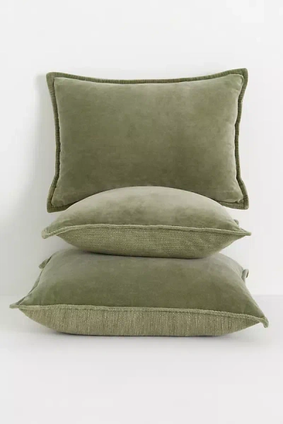 Anthropologie Velvet Trova Pillow In Green